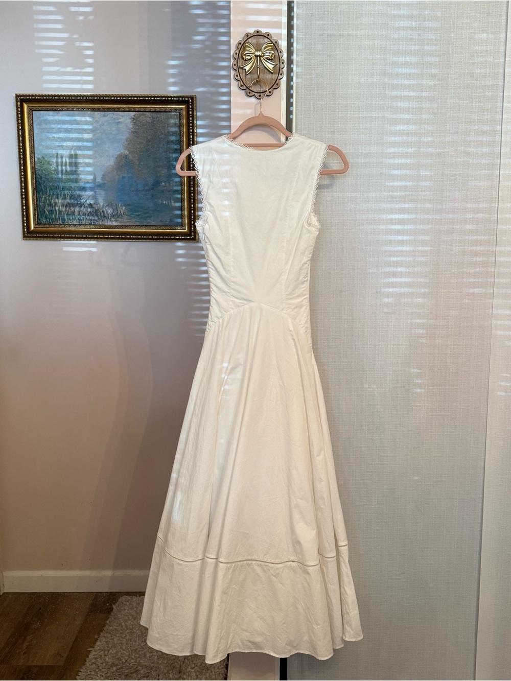 House of CB Solana White Cotton Waist Cinch Midi Sundress - Picture 6 of 8